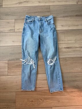Abercrombie Light Blue Distressed Women's Mom Jeans